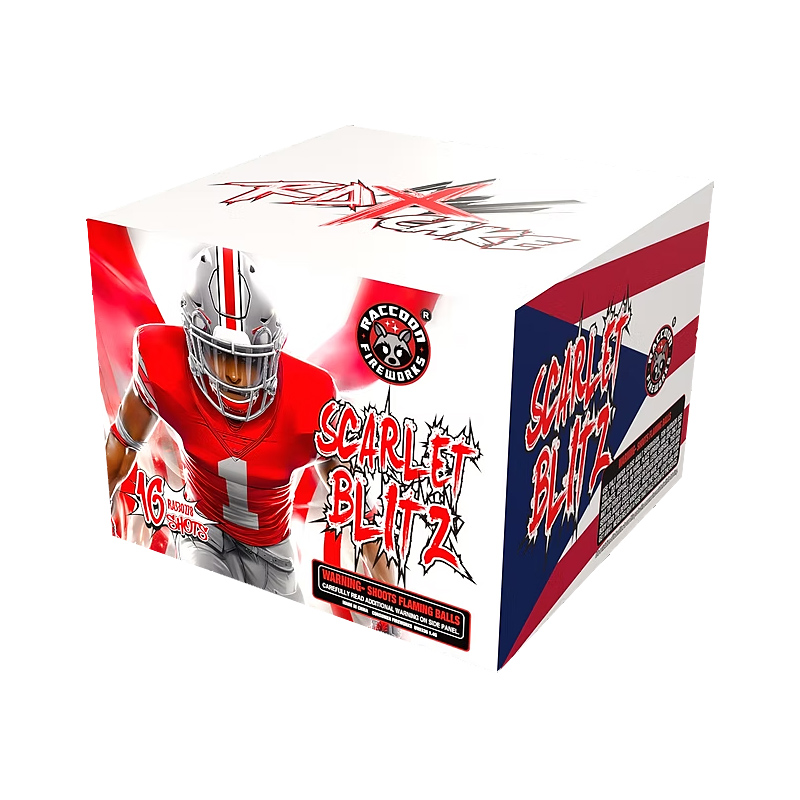 RA530278 Scarlet Blitz RACCOON FIREWORKS 2026 New RDX Cake 16 Shots Rocketfireworks